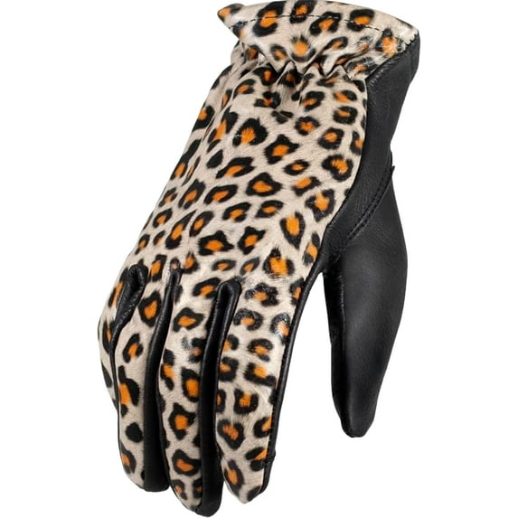 First Mfg Co - Roper - Women's Motorcycle Biker Riding Leather Gloves - Chettah - Small