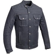 First Mfg Co - Rowdy - Mens Motorcycle Biker Riding Blue Thunder Denim Jacket - Large - Action Back Armor Pockets Padded Reflective Piping Vented
