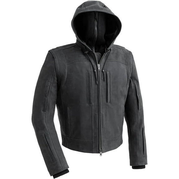 First Mfg Co - Rybak - Men's Motorcycle Biker Riding Grey Leather Jacket - 2X Large