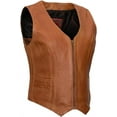thumbnail image 1 of First Mfg Co - Savannah - Women's Motorcycle Biker Riding Whiskey Leather Vest - 3X Large - Back Lacing, 1 of 3
