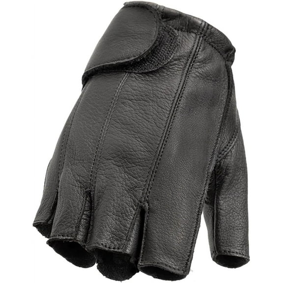 First Mfg Co - Scout - Men's Motorcycle Biker Riding Black Leather Gloves - Large - Padded Palms
