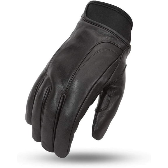 First Mfg Co - Shadow - Men's Motorcycle Biker Riding Black Leather Gloves - 2X Large - Waterproof