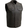 thumbnail image 1 of First Mfg Co - Sharp Shooter - Men's Motorcycle Biker Riding Black Olive Leather Vest - Extra Large - Armor Pocket, 1 of 5