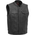 thumbnail image 1 of First Mfg Co - Sharp Shooter - Men's Motorcycle Biker Riding Leather Vest - Black - 10X Large, 1 of 5