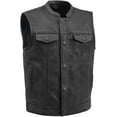 thumbnail image 1 of First Mfg Co Sharp Shooter Mens Motorcycle Biker Riding Perforated Leather Black Red Vest with Mesh lining 3X Large, 1 of 2