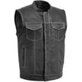 thumbnail image 1 of First Mfg Co Sharp Shooter Mens Motorcycle Biker Riding Perforated Leather Black White Vest with Mesh lining 4X Large, 1 of 5