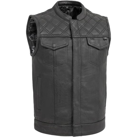 First Mfg Co - Signature - Men's Motorcycle Biker Riding Black Leather Vest - Small
