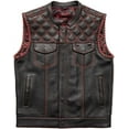 thumbnail image 1 of First Mfg Co - Sinister - Men's Motorcycle Biker Riding Black Red Leather Vest - Small, 1 of 5