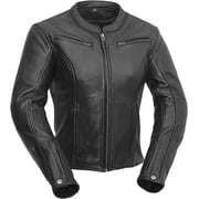 First Mfg Co - Speed Queen - Womens Motorcycle Biker Riding Black Leather Jacket - 2X Large - Action Back Grommets Thermal Liner