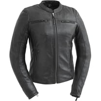 First Mfg Co - Supastar - Women's Motorcycle Biker Riding Black Leather Jacket - 2X Large