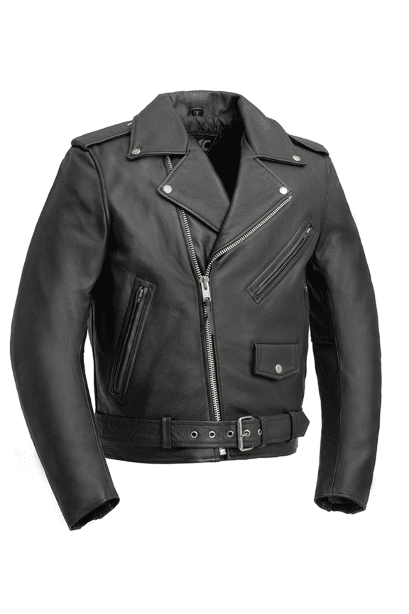 - SuperStar - Men's Motorcycle Biker Riding Black Leather Jacket - Extra Small - Action Back Belted Gussets Quilted Liner