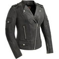 thumbnail image 1 of First Mfg Co - Tantrum - Women's Motorcycle Biker Riding Black Leather Jacket - 2X Small - Action Back Armor Pockets Vented, 1 of 5