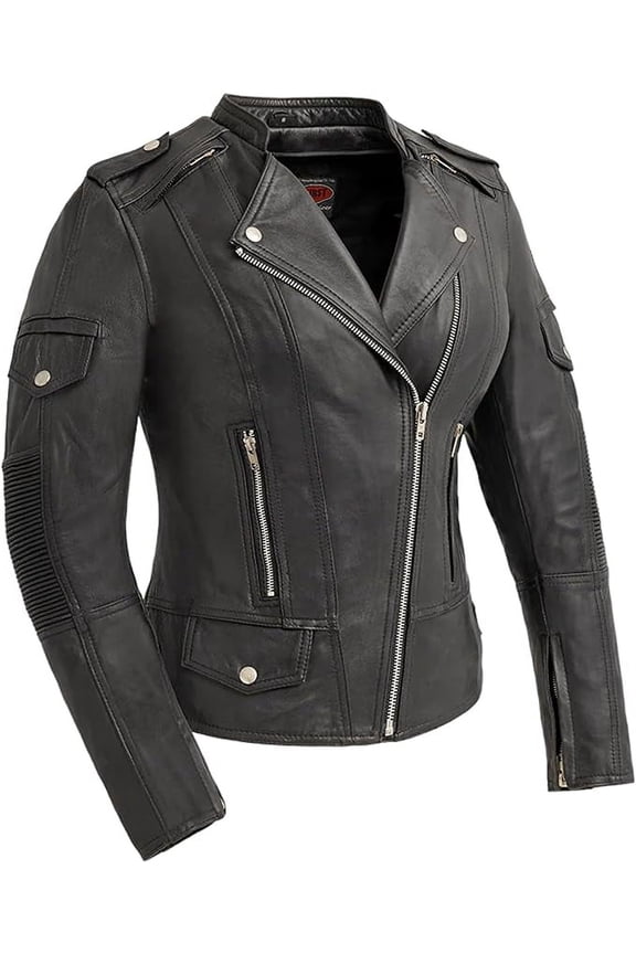 - Tantrum - Women's Motorcycle Biker Riding Black Leather Jacket - Small - Action Back Armor Pockets Vented
