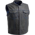 thumbnail image 1 of First Mfg Co - The Club Cut - Men's Motorcycle Biker Riding Black Blue Leather Vest - Medium, 1 of 4