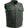 thumbnail image 1 of First Mfg Co - The Cut - Men's Motorcycle Biker Riding Black Green Leather Vest - Small, 1 of 1