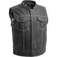 thumbnail image 1 of First Mfg Co - The Cut - Men's Motorcycle Biker Riding Black White Leather Vest - Small, 1 of 5