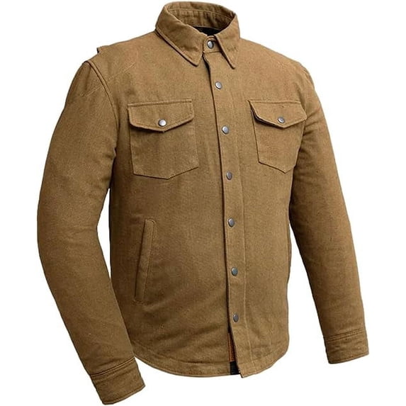 First Mfg Co - The Moto Shirt - Recycled Canvas - Motorcycle Biker Riding Shirt - Canvas - Olive Green - 2X Large