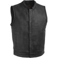 thumbnail image 1 of First Mfg Co - Top Rocker - Men's Motorcycle Biker Riding Black Leather Vest - Extra Large, 1 of 3