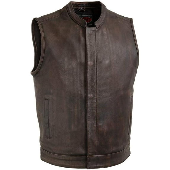 First Mfg Co - Top Rocker - Men's Motorcycle Biker Riding Copper Leather Vest - Large