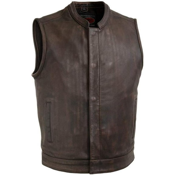 First Mfg Co - Top Rocker - Men's Motorcycle Biker Riding Copper Leather Vest - Large