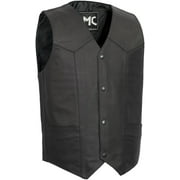 First Mfg Co - Top Shot - Mens Motorcycle Biker Riding Black Leather Vest - 6X Large