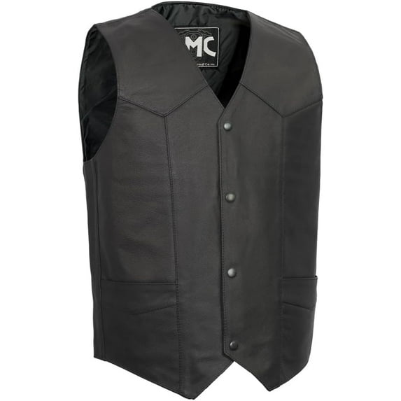 First Mfg Co - Top Shot - Men's Motorcycle Biker Riding Black Leather Vest - 7X Large