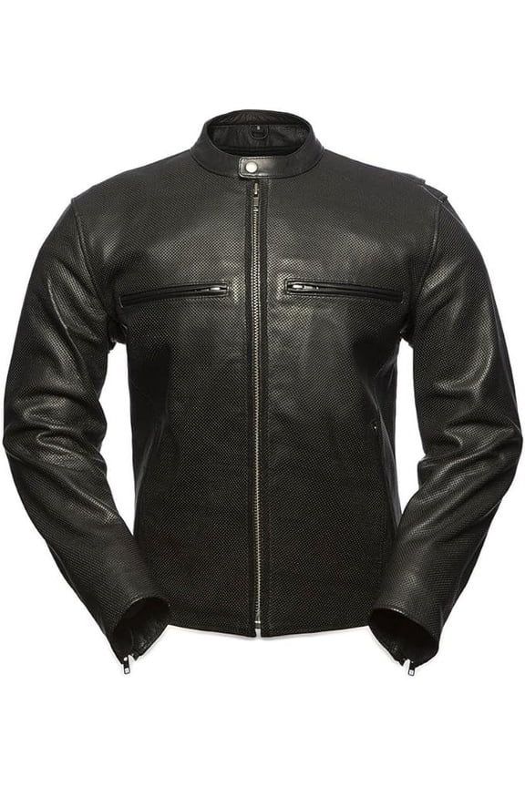 - Turbine - Men's Motorcycle Biker Riding Black Leather Jacket - Small - Action Back Armor Pockets Belted Grommets Gussets