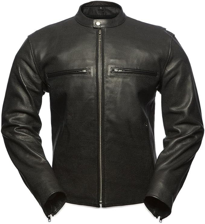 First Mfg Co Turbine Men's Motorcycle Biker Riding Black Leather