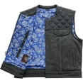 thumbnail image 1 of First Mfg Co - Upside - Men's Motorcycle Biker Riding Black Blue Leather Vest - Large, 1 of 4