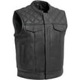 thumbnail image 1 of First Mfg Co - Upside - Men's Motorcycle Biker Riding Black Leather Vest - Small, 1 of 4