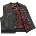 thumbnail image 1 of First Mfg Co - Upside - Men's Motorcycle Biker Riding Black Red Leather Vest - 2X Large, 1 of 4