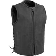 First Mfg Co - Venom - Mens Motorcycle Biker Riding Black Leather Vest - Extra Large