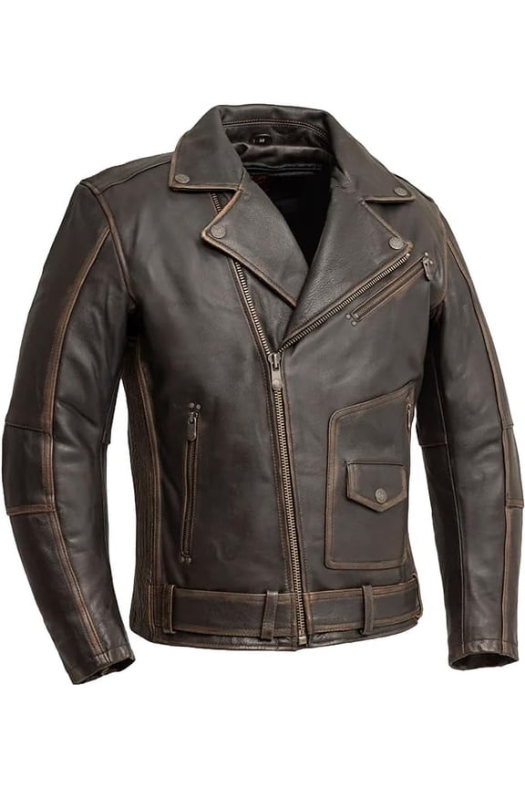 - Wrath - Men's Motorcycle Biker Riding Brown Beige Leather Jacket - 3X Large - Gussets Grommets Insulated Zip-Out Thermal Liner Accordion back with stretch panels
