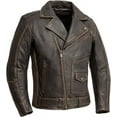 thumbnail image 1 of First Mfg Co - Wrath - Men's Motorcycle Biker Riding Brown Beige Leather Jacket - Large - Gussets Grommets Insulated Zip-Out Thermal Liner Accordion back with stretch panels, 1 of 5