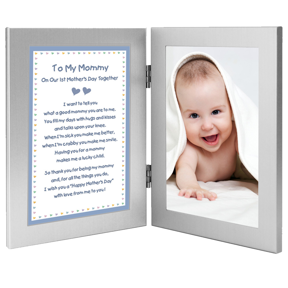 First Mother's Day Gift from Baby Son, Add 4x6 Photo to Double Frame