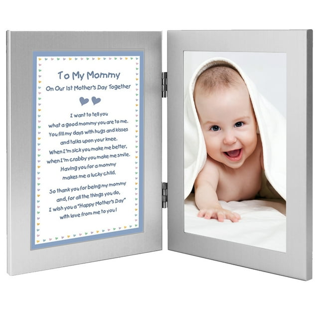 First Mother's Day Gift from Baby Son, Add 4x6 Photo to Double Frame