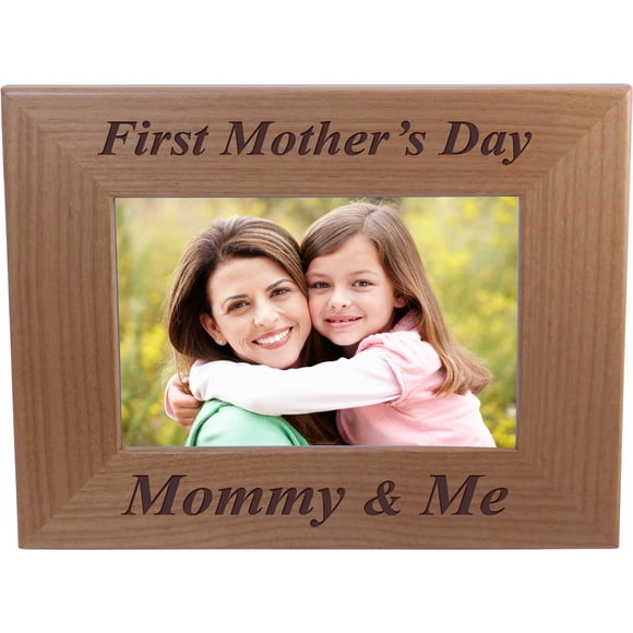 First Mother's Day Mommy & Me - 4x6 Inch Wood Picture Frame - Great Gift for Mothers's Day, Birthday or Christmas Gift for Mom Grandma Wife Grandmother