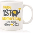 thumbnail image 1 of First Mother's Day Mug • Yellow Gray Elephant 1st Mothers Day Gift From Baby, Ceramic Novelty Coffee Mugs 11oz, 15oz Mug, Tea Cup, Gift Present Mug For Birthday, Christmas T, 1 of 4