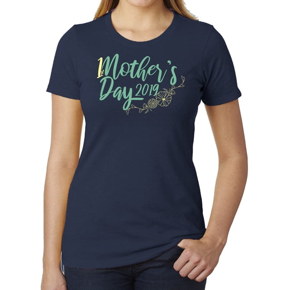 First Mothers Day T-shirt, Woman's Graphic T-shirts, Cute Mom Shirts - Heather Navy MH200WMOM S22 S