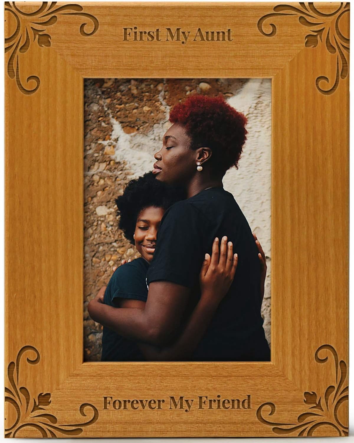 Personalised 'Best Auntie' Wooden Photo Frame - Engraved Driftwood Portrait Gift