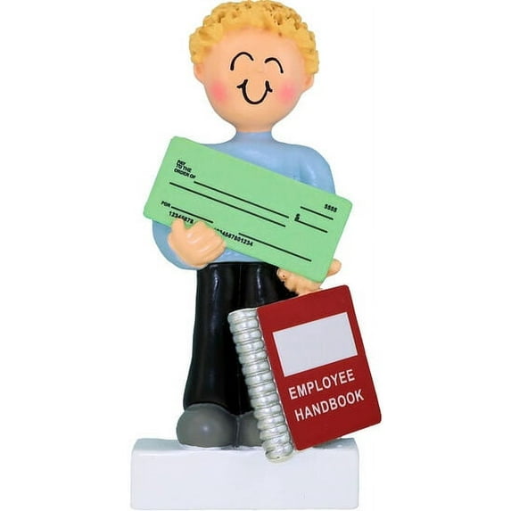 First/New Job Male Blode Personalized Christmas Ornament DO-IT- YOURSELF