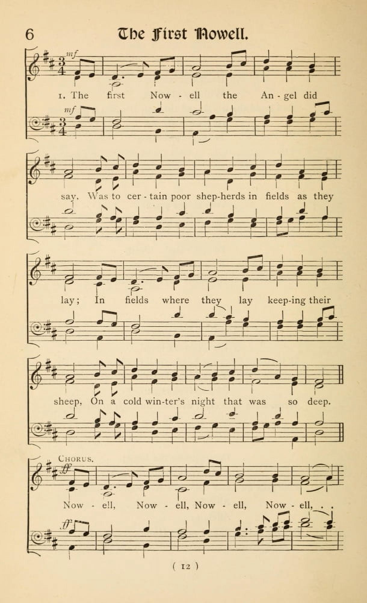 First Nowell 1 Traditional Christmas Carols Old & New 1850 Canvas Art -  (18 x 24)