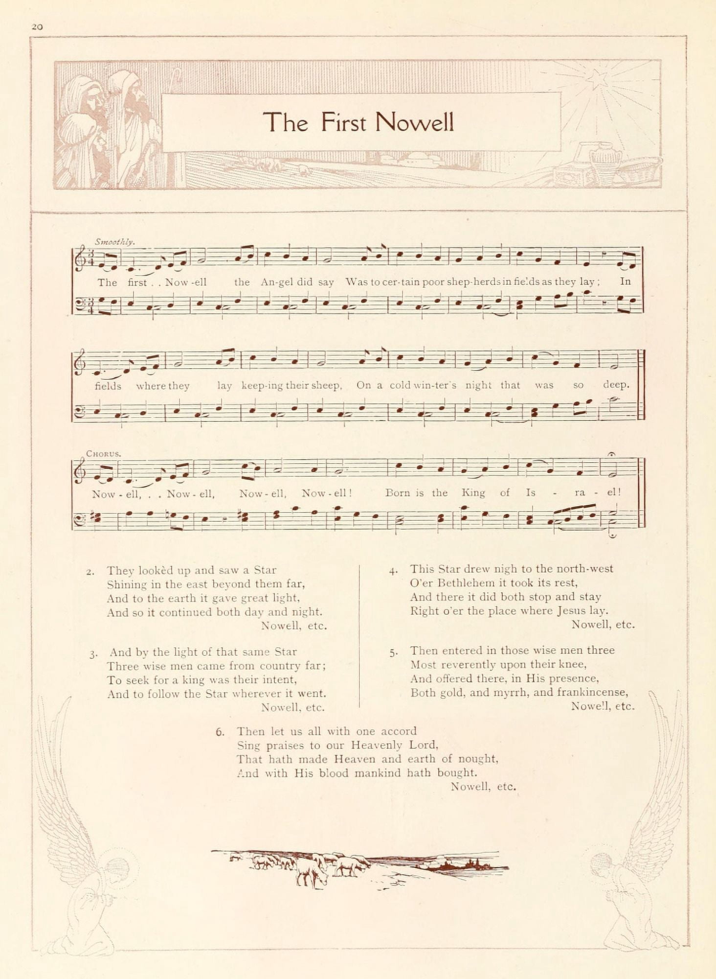 First Nowell Traditional Christmas Carols 1922 Canvas Art -  (18 x 24)