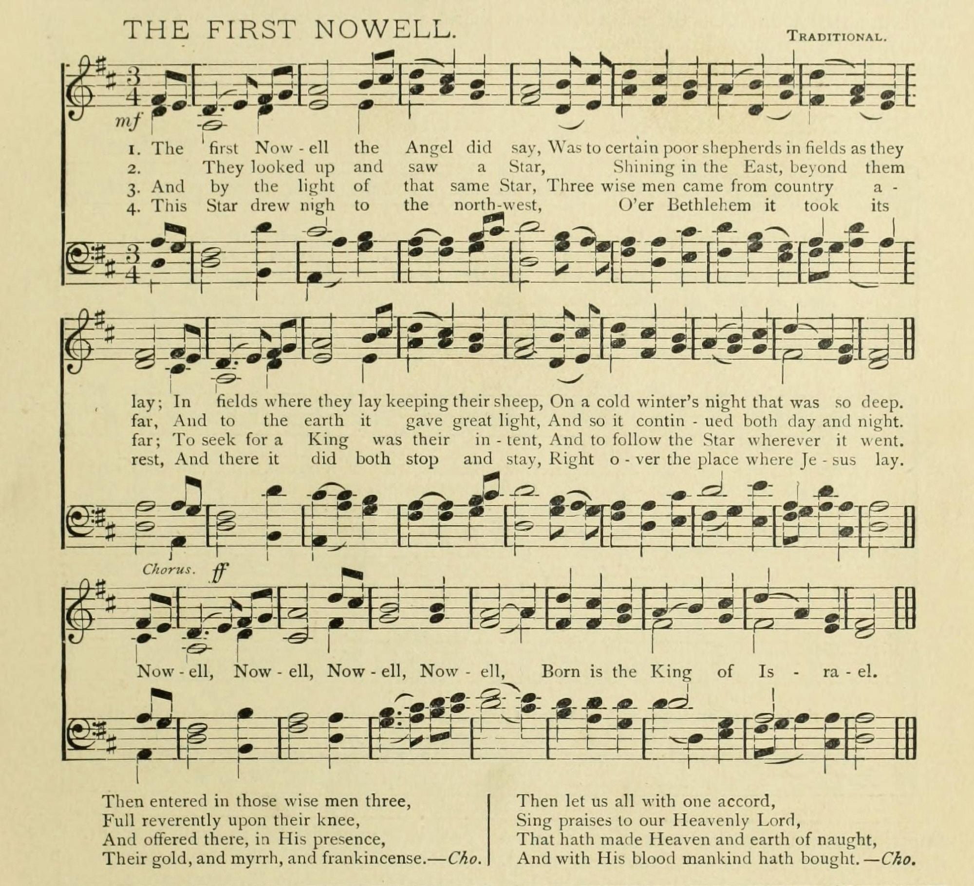 First Nowell Traditional Christmas in Song 1891 Canvas Art - (18 x 24)