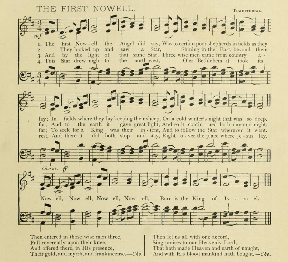 First Nowell Traditional Christmas in Song 1891 Canvas Art - (24 x 36)