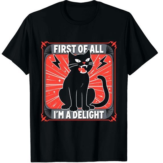 First Of All I'm A Delight Grumpy Black Cat Lightning Unisex T-Shirt