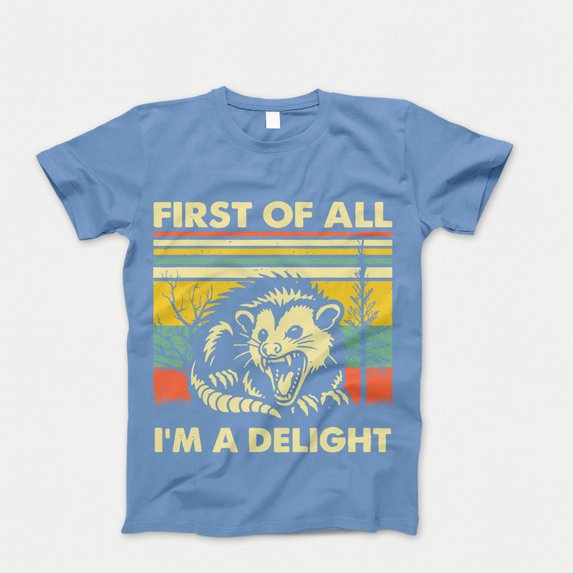 First Of All I'm A Delight T-shirts, Funny Opossum Shirt, Possum Lover Gift, Angry Possum TShirt, Opossum Tee, Opossum Lover, Gift for Him Her