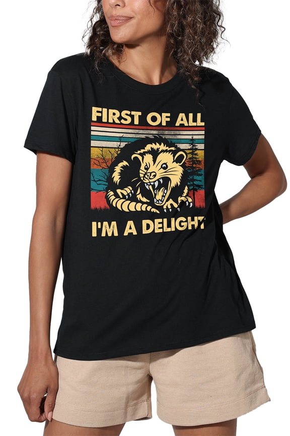 First Of All I'm A Delight Women's Loose Fit Graphic T-Shirt – Casual Short Sleeve