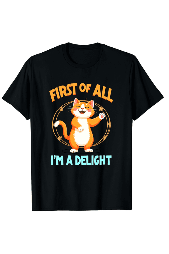 First Of All Im A Delight Cat Funny Men Women Short Sleeve Graphic T-Shirt, Daily Wear