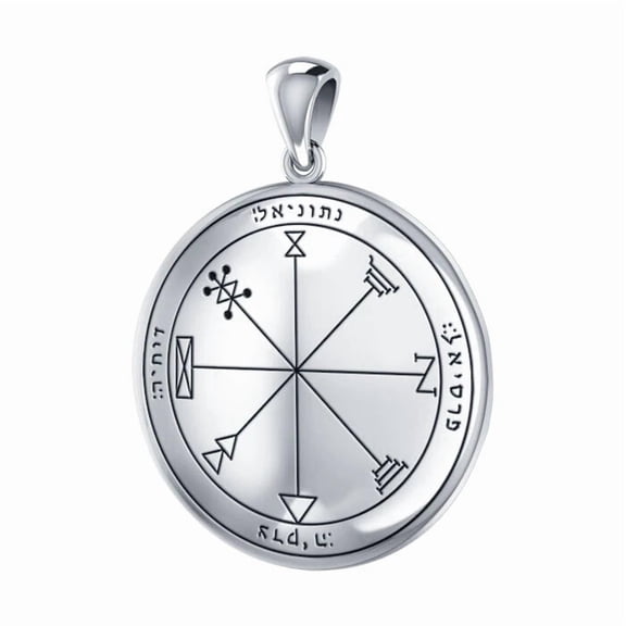 First Pentacle of Jupiter Seal of Solomon Sterling Silver Pendant by Peter Stone